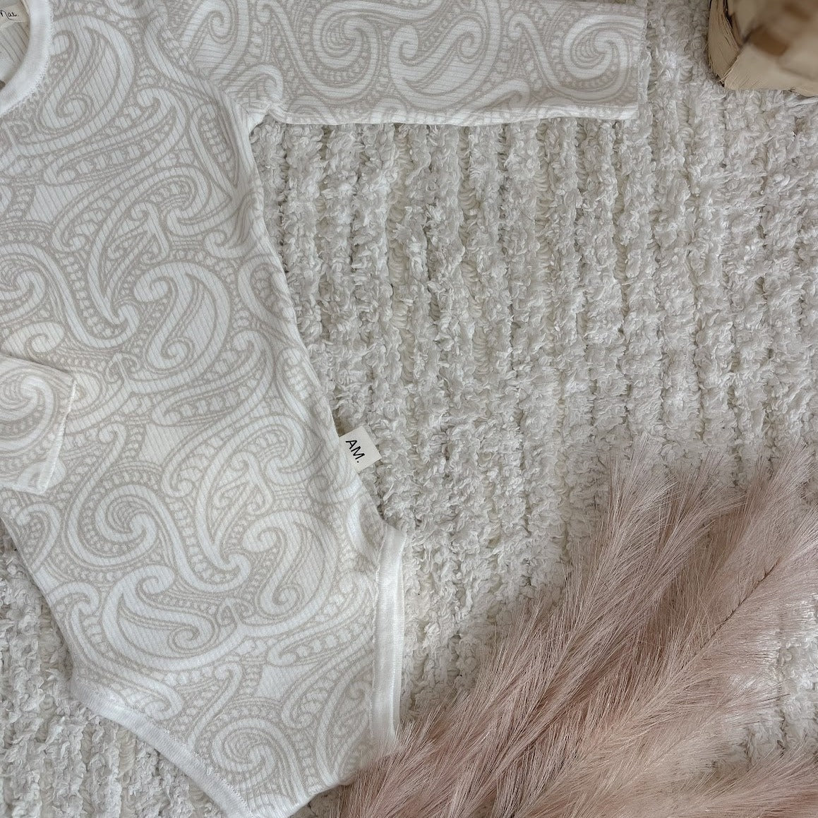 Basics ribbed knit bodysuit- The wolf- oat milk - AwaMae
