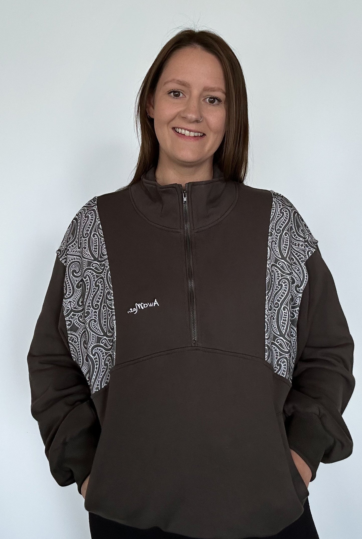 The wolf- Half zip Jumper- Adults - Dark steel