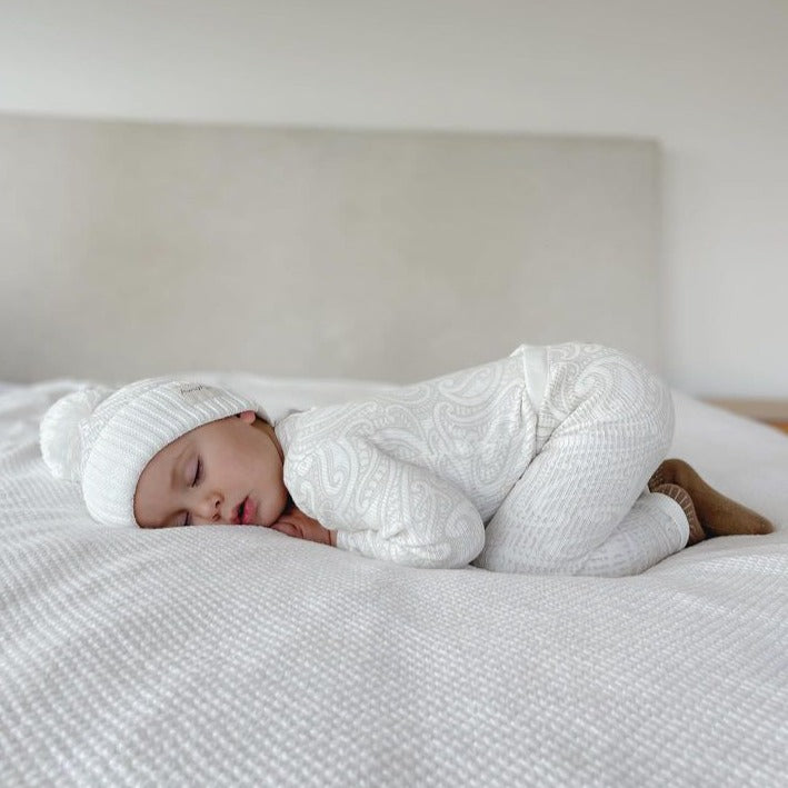 Basics ribbed knit bodysuit- The wolf- oat milk - AwaMae