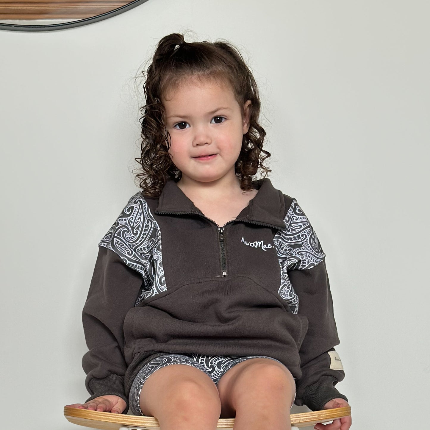 The wolf- Half zip Jumper- childrens - Dark steel