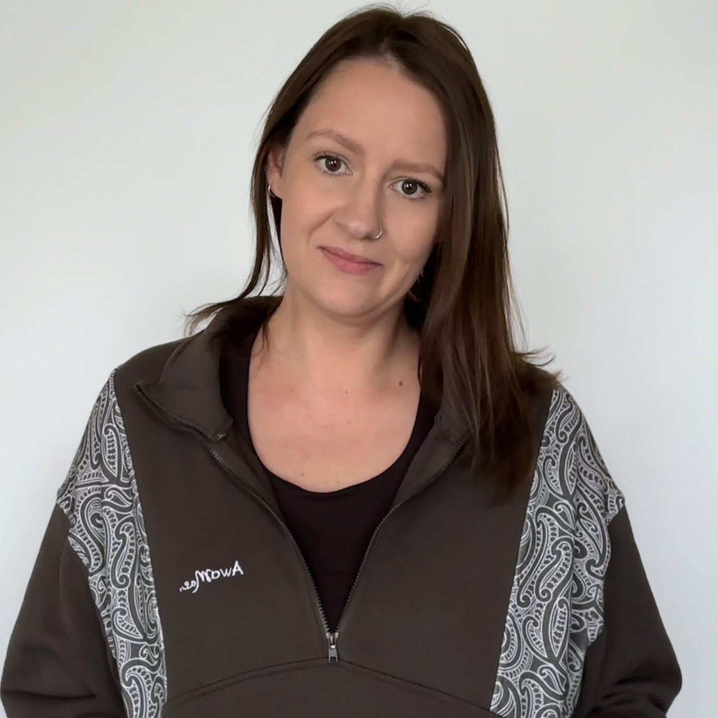 The wolf- Half zip Jumper- Adults - Dark steel
