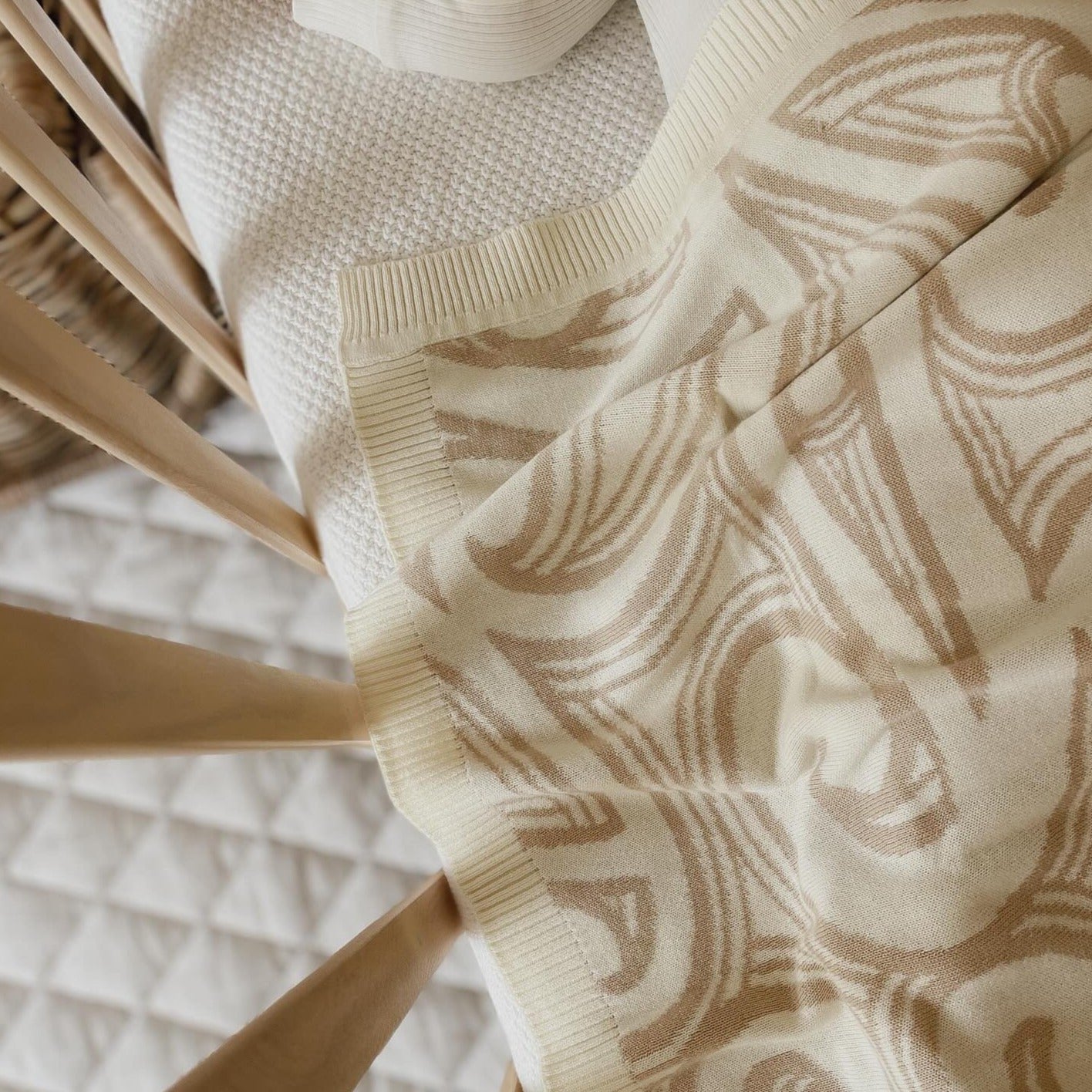 PREORDER -Te aroha o te mātua - The love of a parent- Knitted pēpi blanket- Cream/beige - PREORDER - AwaMae