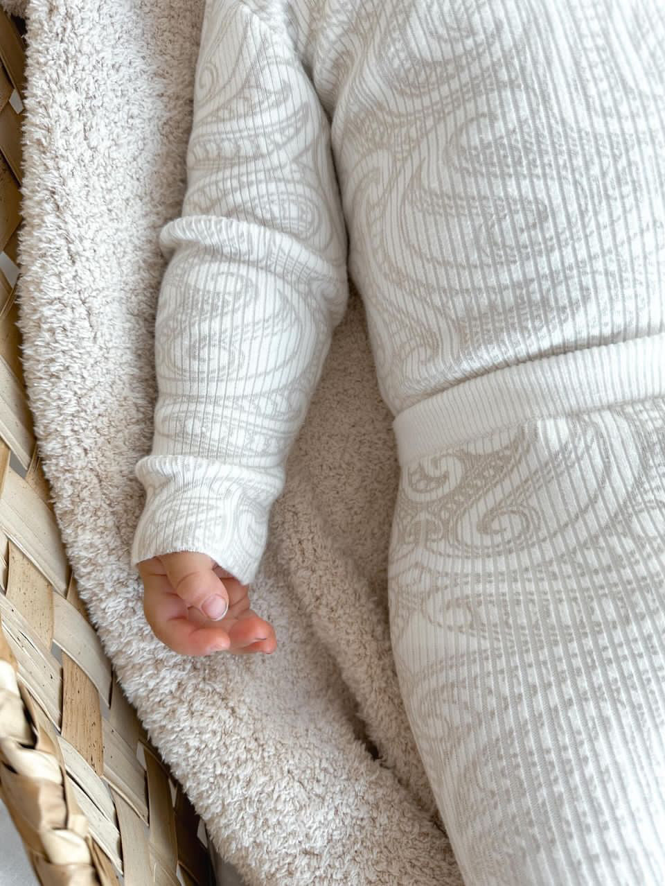 Basics ribbed knit bodysuit- The wolf- oat milk - AwaMae
