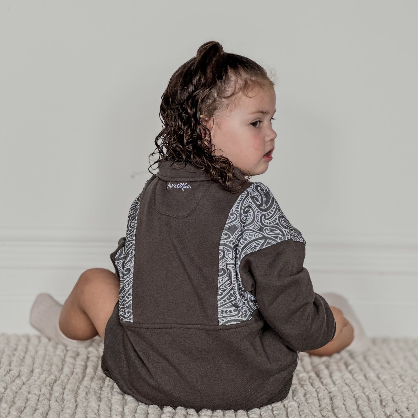 The wolf- Half zip Jumper- childrens - Dark steel