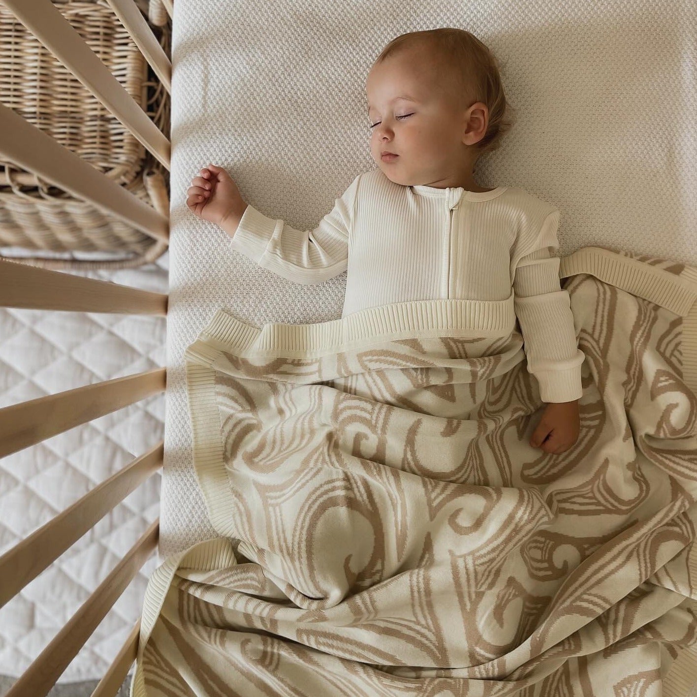 PREORDER -Te aroha o te mātua - The love of a parent- Knitted pēpi blanket- Cream/beige - PREORDER - AwaMae