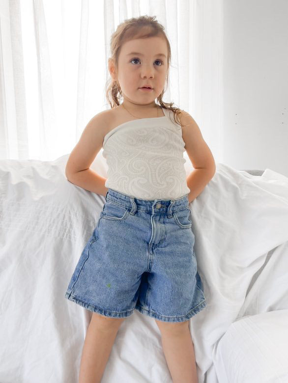 Basics knit One sleeve bodysuit- oat milk - AwaMae