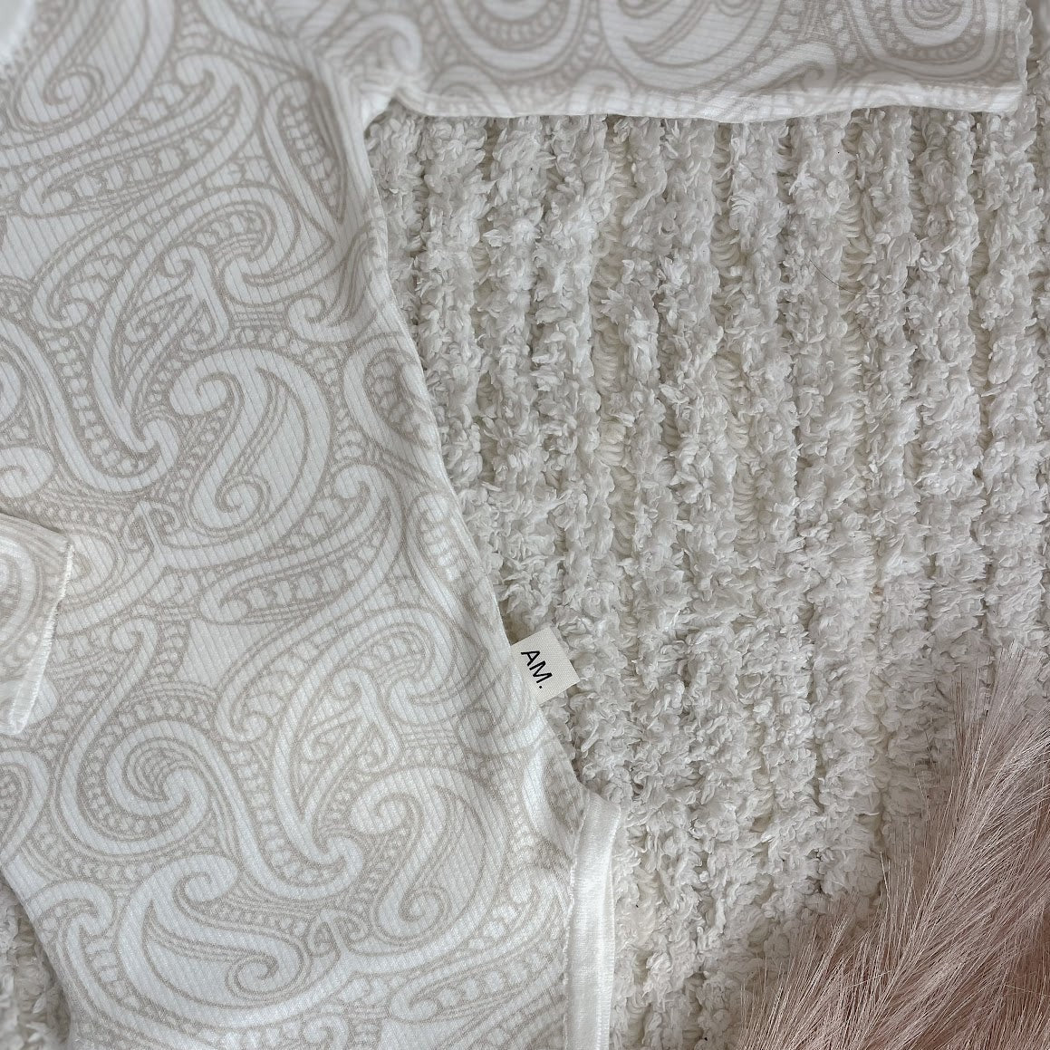 Basics ribbed knit bodysuit- The wolf- oat milk - AwaMae