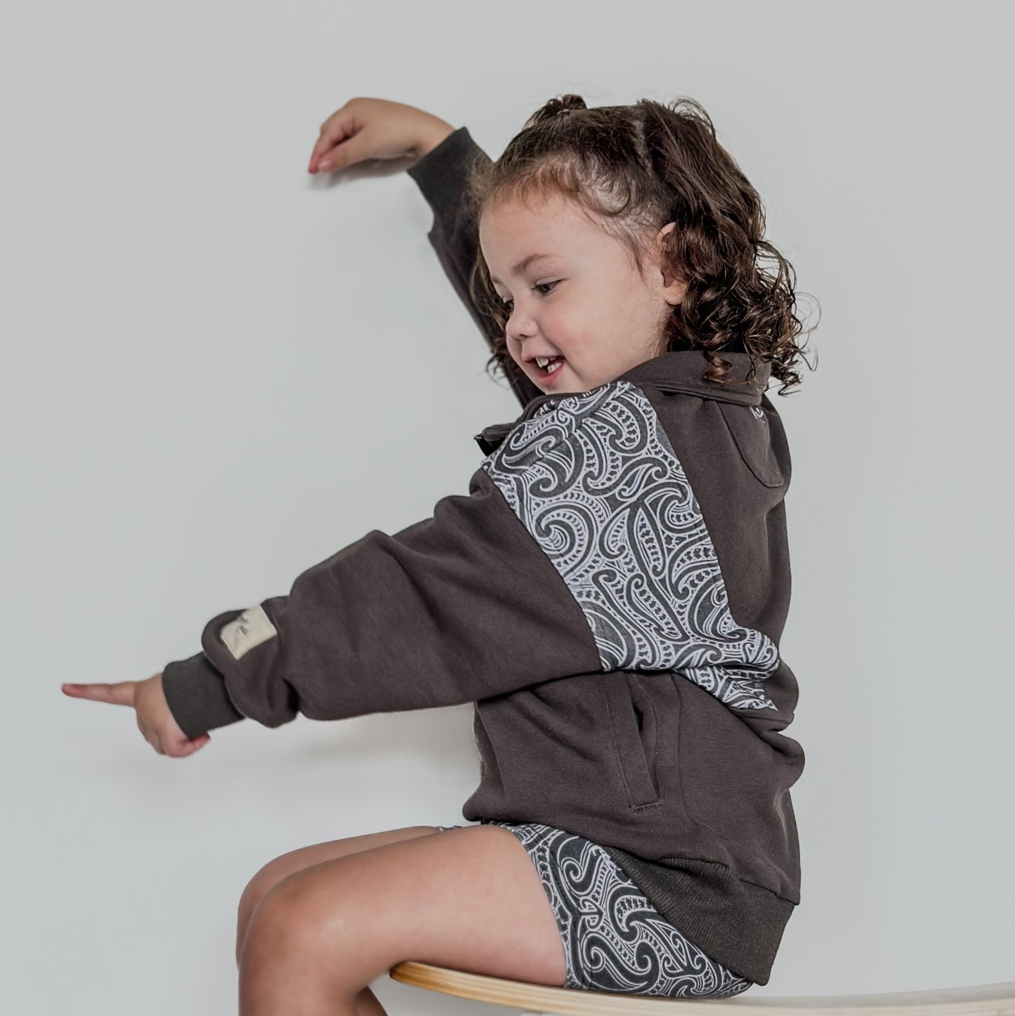 The wolf- Half zip Jumper- childrens - Dark steel