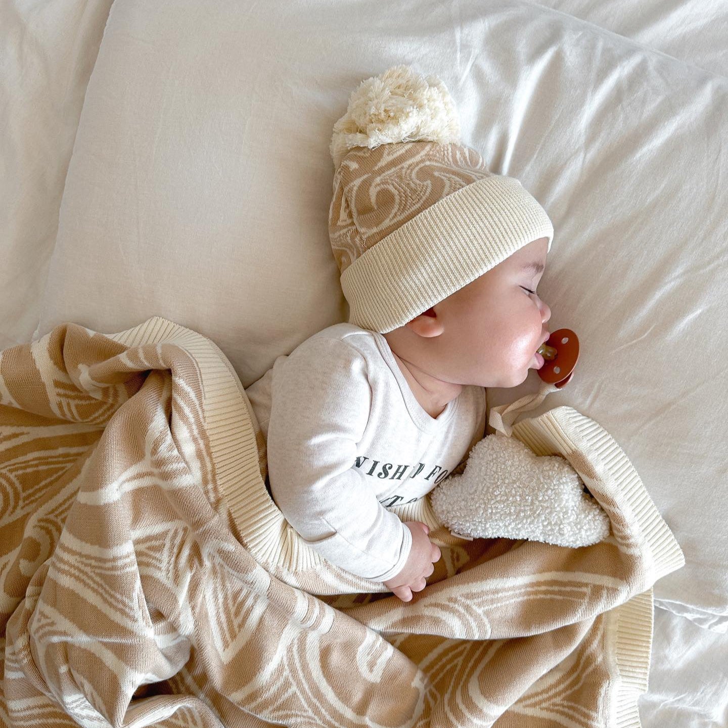 Te aroha o te mātua - The love of a parent- Knitted Beanie - Beige