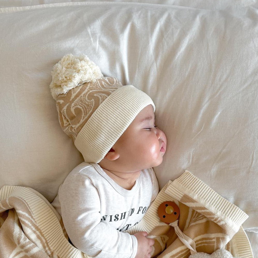 Te aroha o te mātua - The love of a parent- Knitted Beanie - Beige