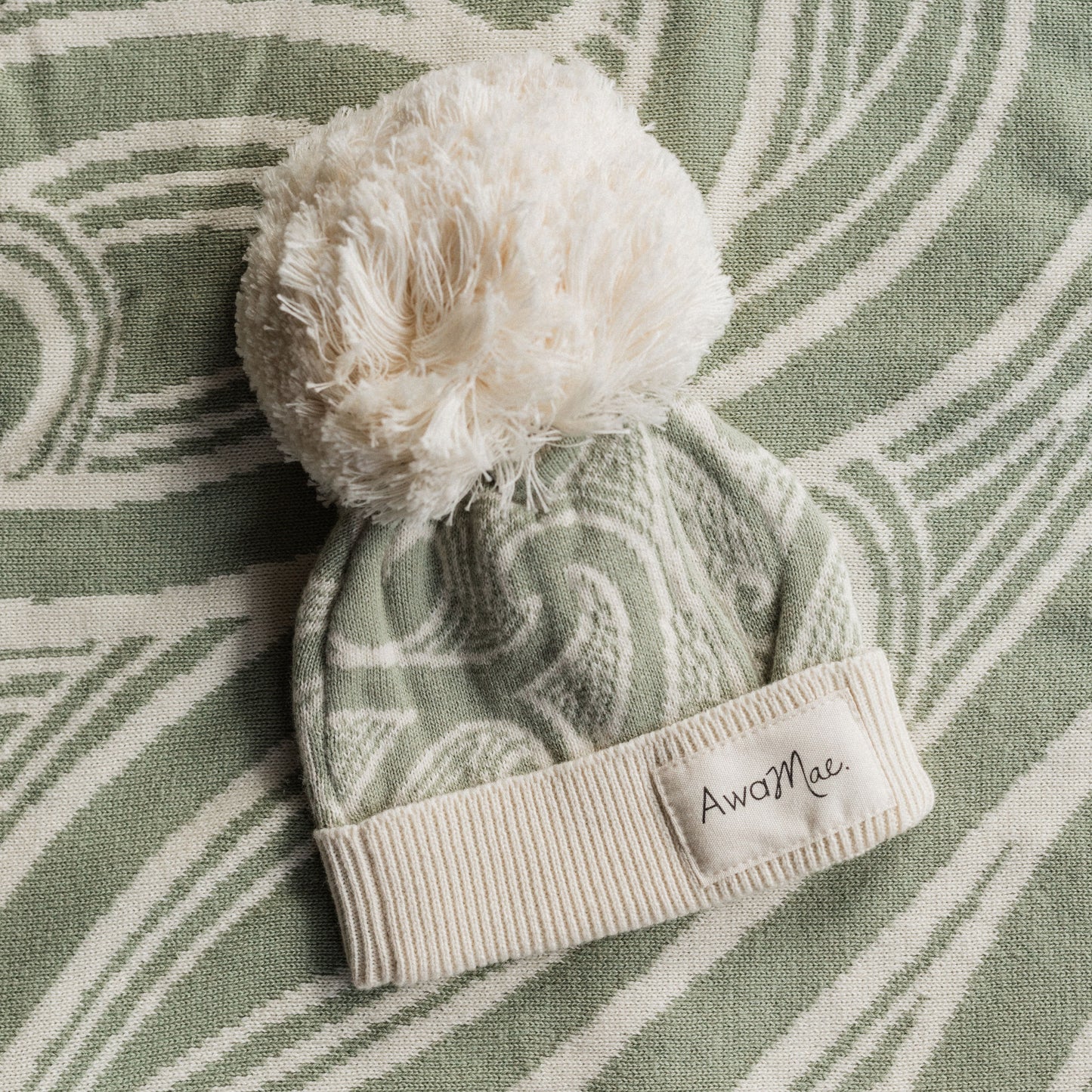 Te aroha o te mātua - The love of a parent- Knitted Beanie (sage green, beige or mauve - AwaMae