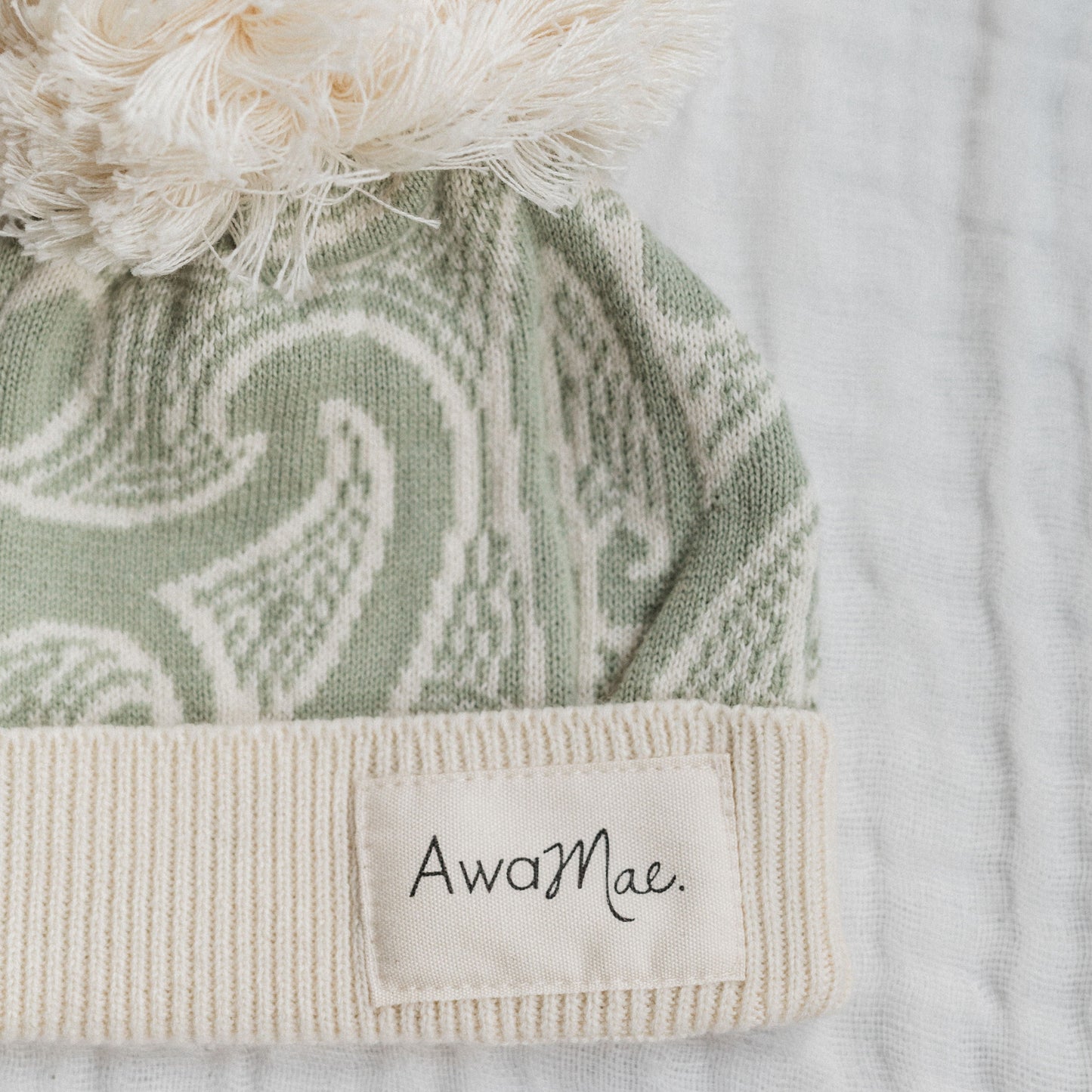 Te aroha o te mātua - The love of a parent- Knitted Beanie (sage green, beige or mauve - AwaMae