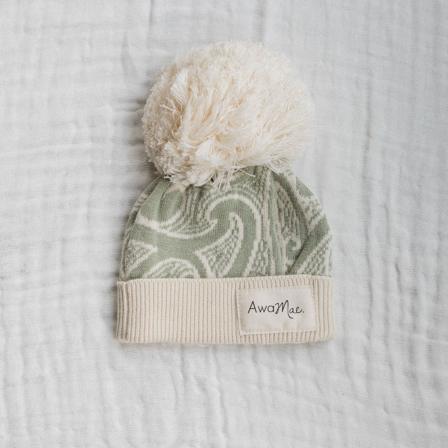 Te aroha o te mātua - The love of a parent- Knitted Beanie (sage green, beige or mauve - AwaMae