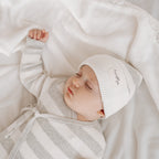 Basics ribbed knit beanie - Milk and mist stripe