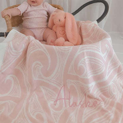Te aroha o te mātua - The love of a parent- Knitted pēpi blanket- Pink