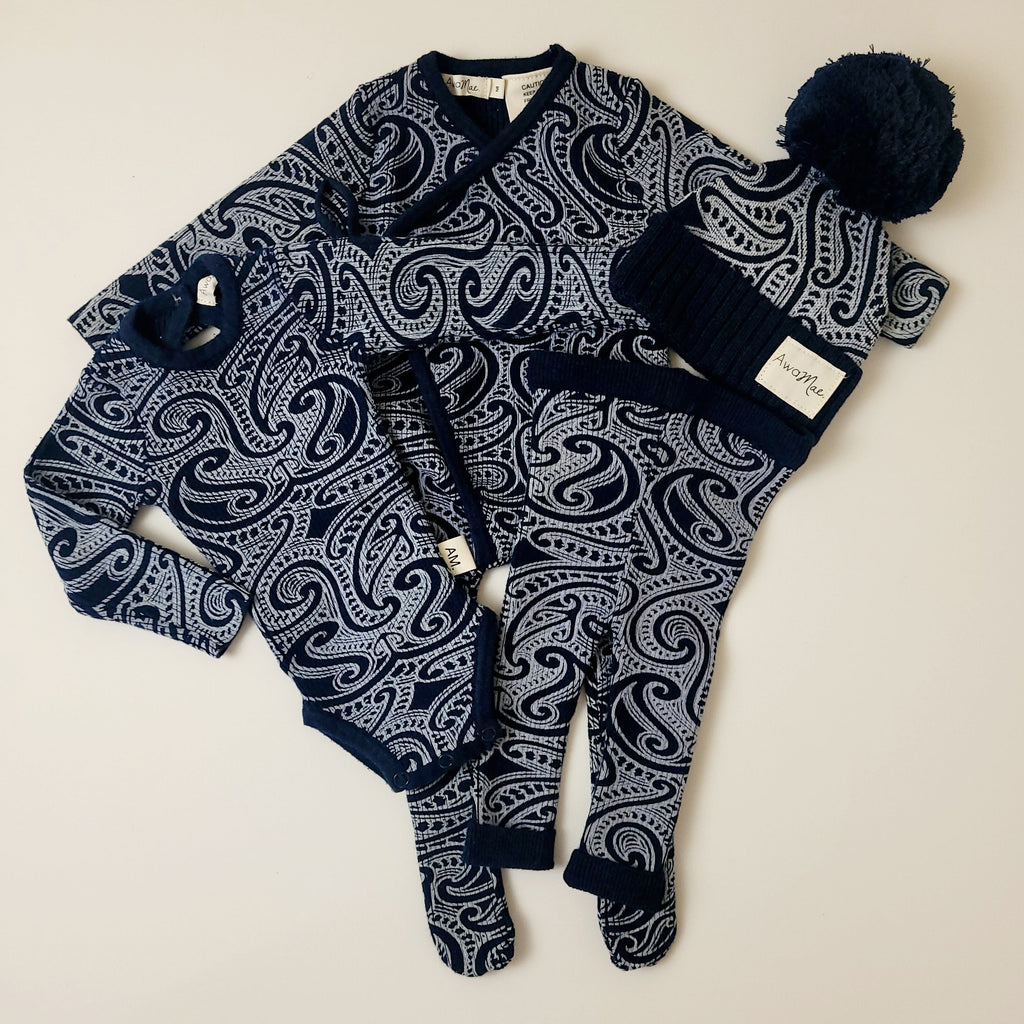 Basics ribbed knit Onesie- The wolf-  Midnight
