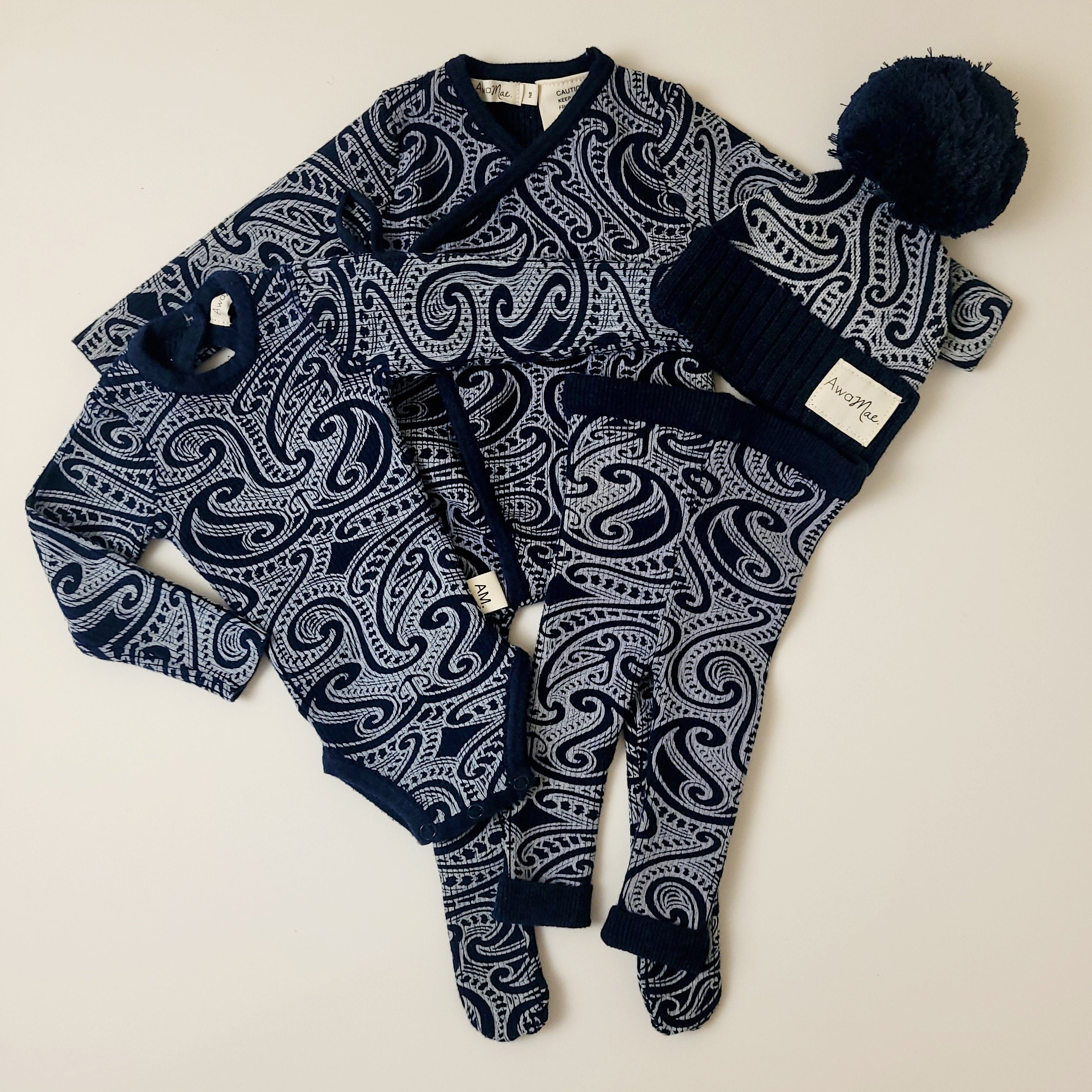 Basics ribbed knit Onesie- The wolf-  Midnight
