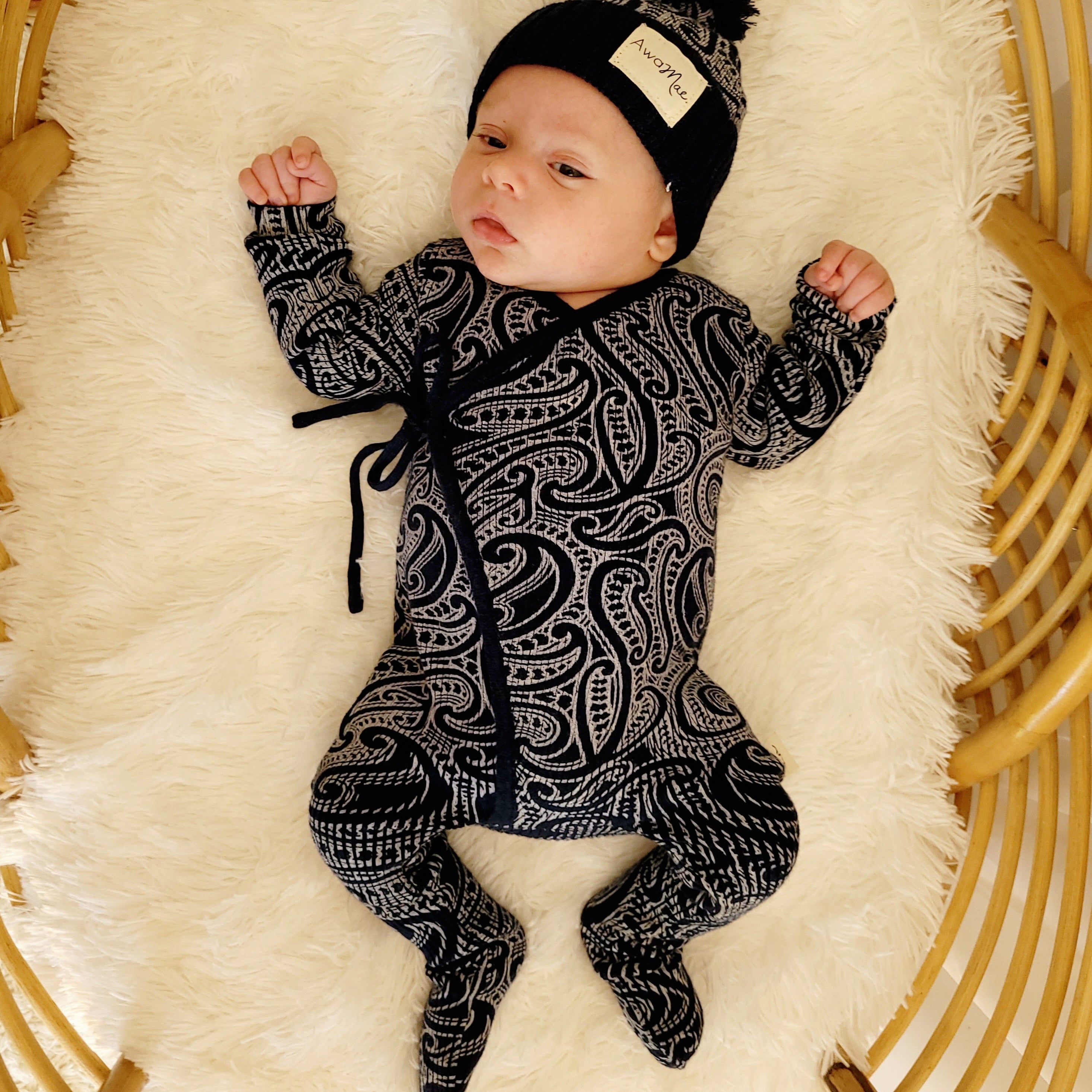Basics ribbed knit Onesie- The wolf-  Midnight