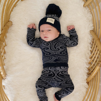 Basics ribbed knit bodysuit- The wolf- Midnight