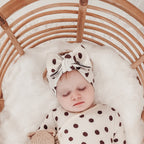 Knit headband - polka dots- Chocolate brown