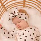 Knit headband - polka dots- Chocolate brown