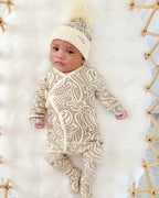 Basics ribbed knit Onesie- The wolf- Sable