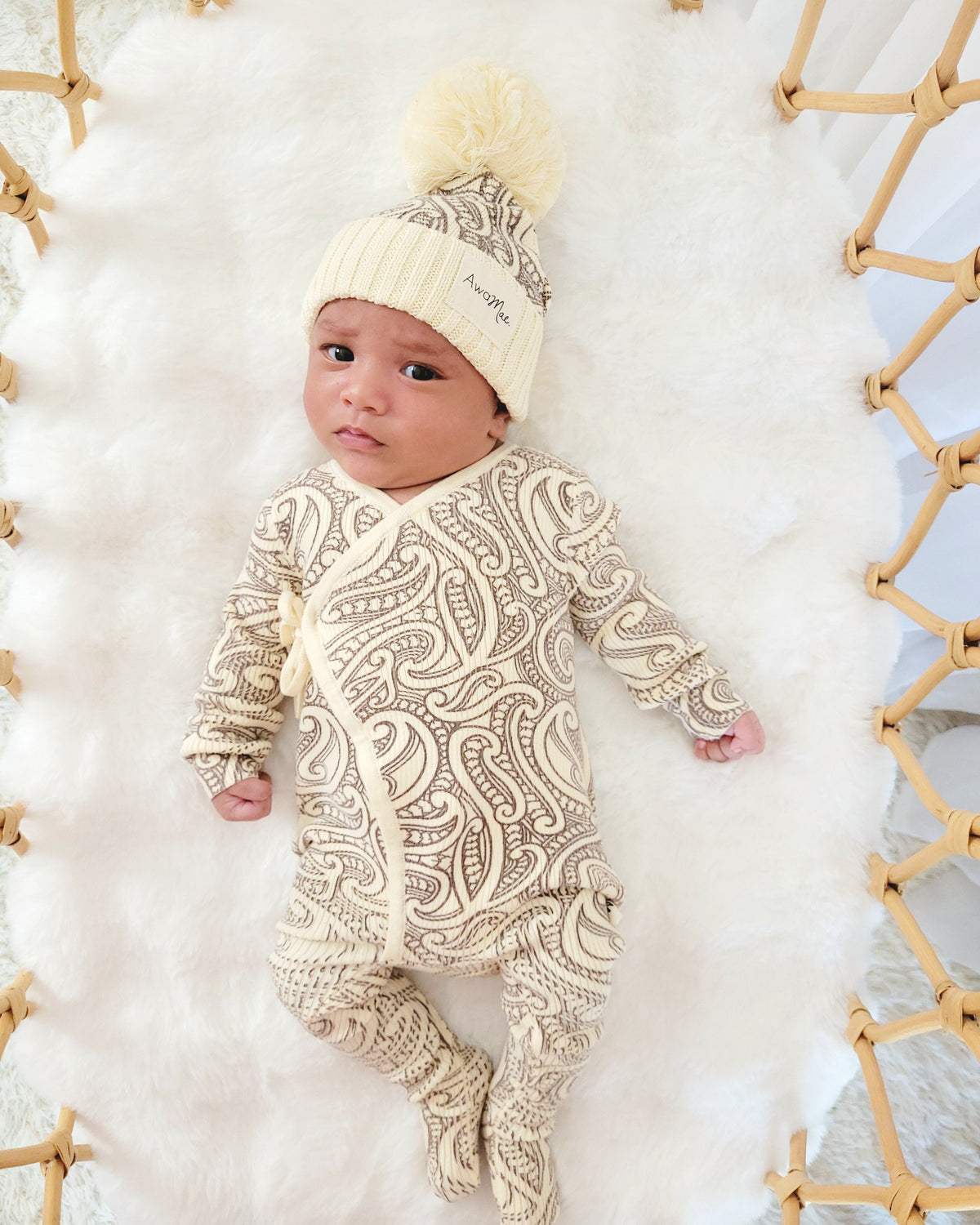 Basics ribbed knit Onesie- The wolf- Sable