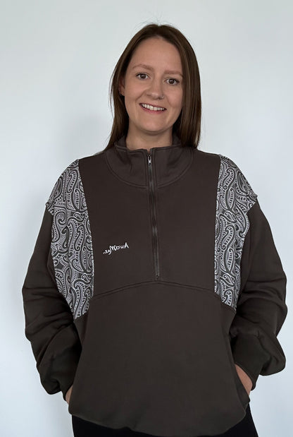 The wolf- Half zip Jumper- Adults - Dark steel