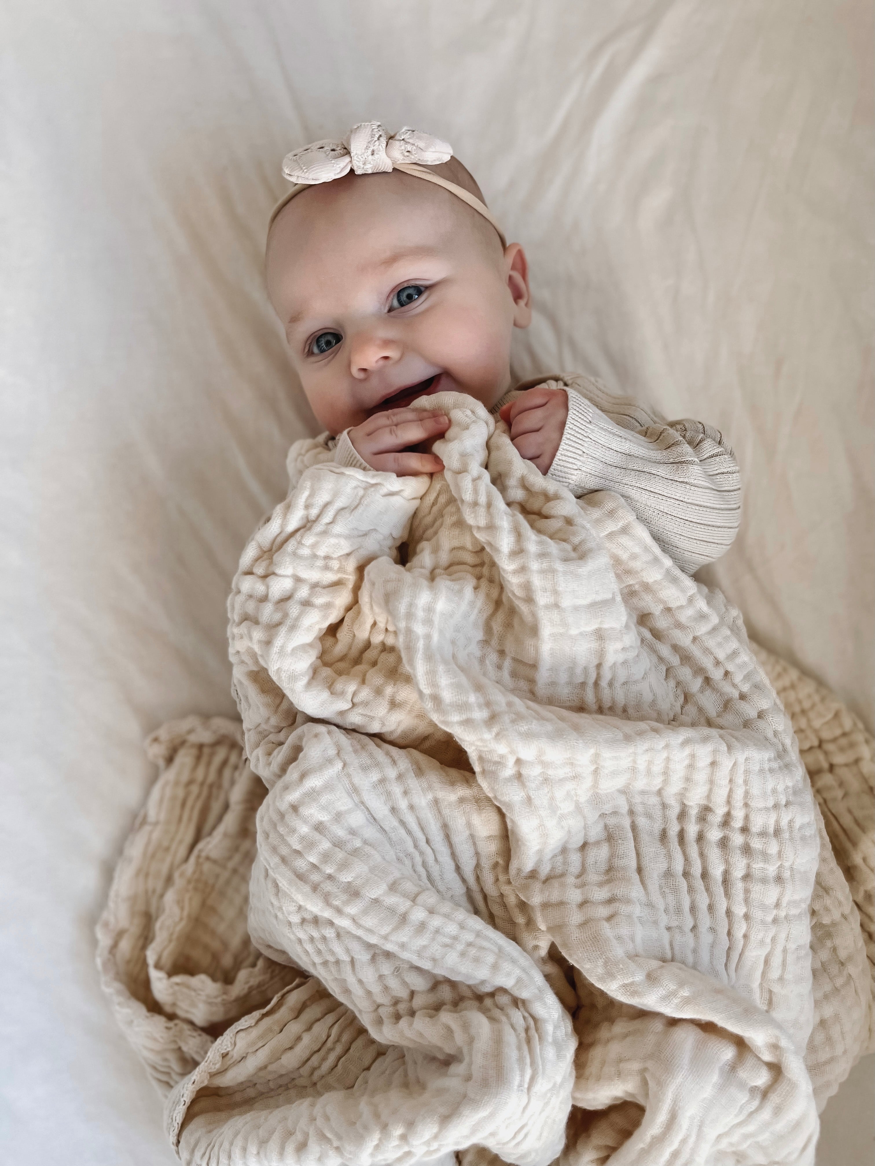 Cotton Gauze swaddle blanket - Beige- Preorder - AwaMae