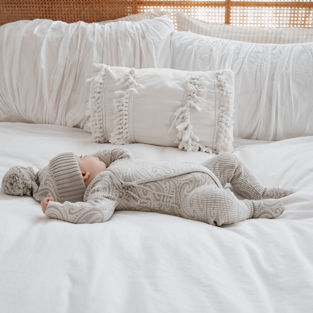Basics ribbed knit Onesie- The wolf- Pebble