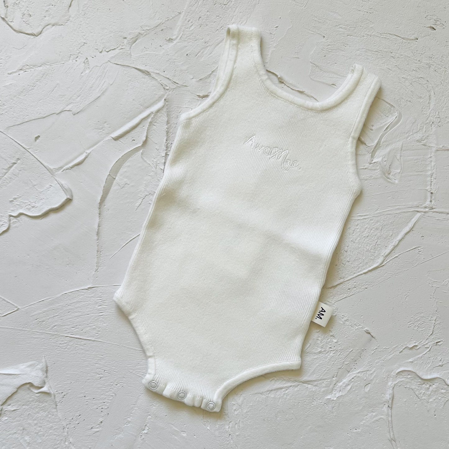 Basics fine ribbed knit singlet bodysuit- Milk