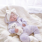 The wolf Sherpa hooded romper - Lavender
