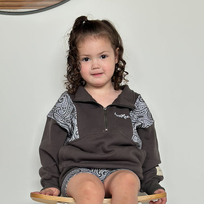 The wolf- Half zip Jumper- childrens - Dark steel