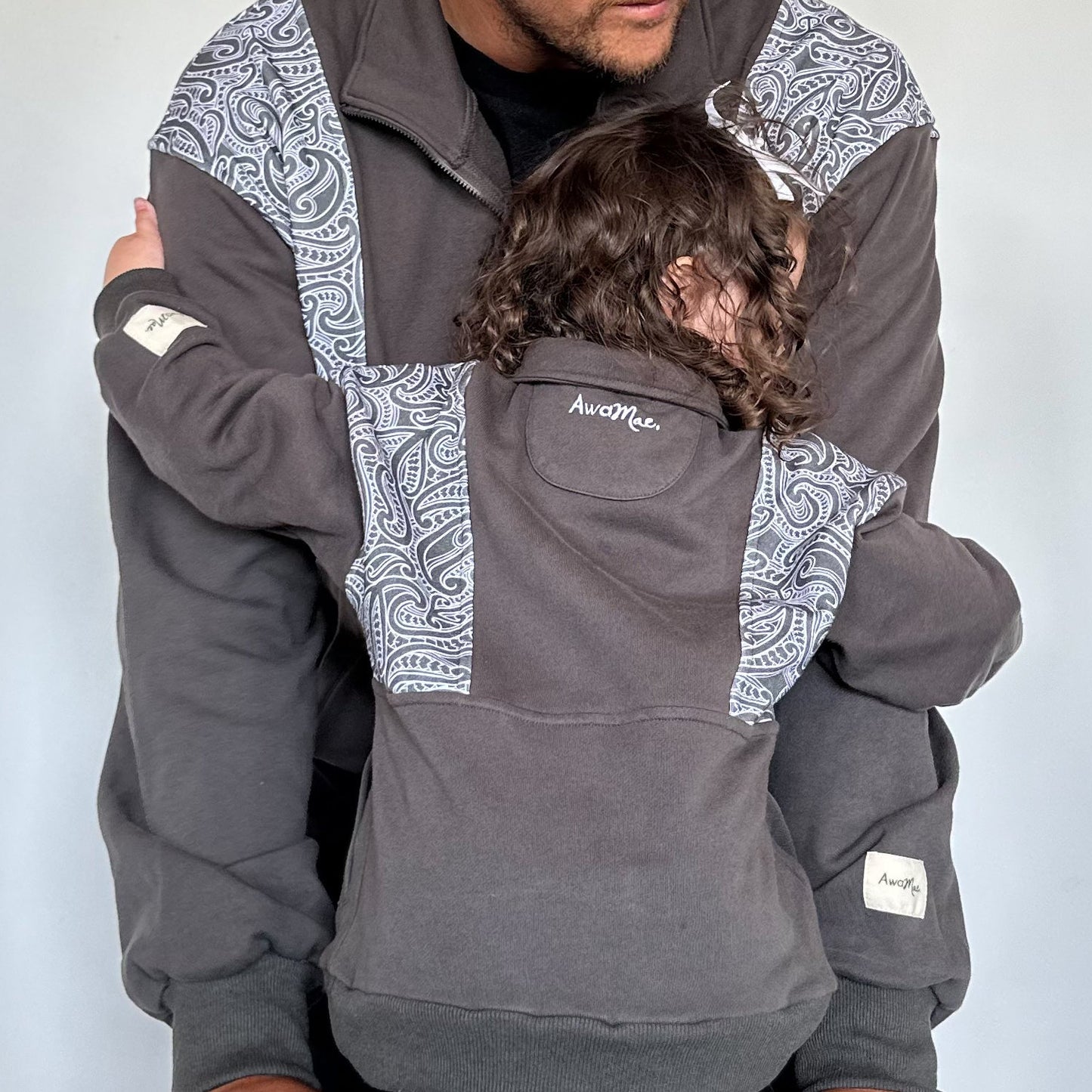 The wolf- Half zip Jumper- childrens - Dark steel