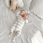Basics ribbed knit onesie- Milk and mist stripe