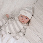 Basics ribbed knit beanie - Milk and mist stripe