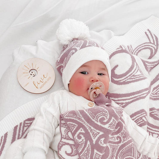 Te aroha o te mātua - The love of a parent- Knitted Beanie- Mauve
