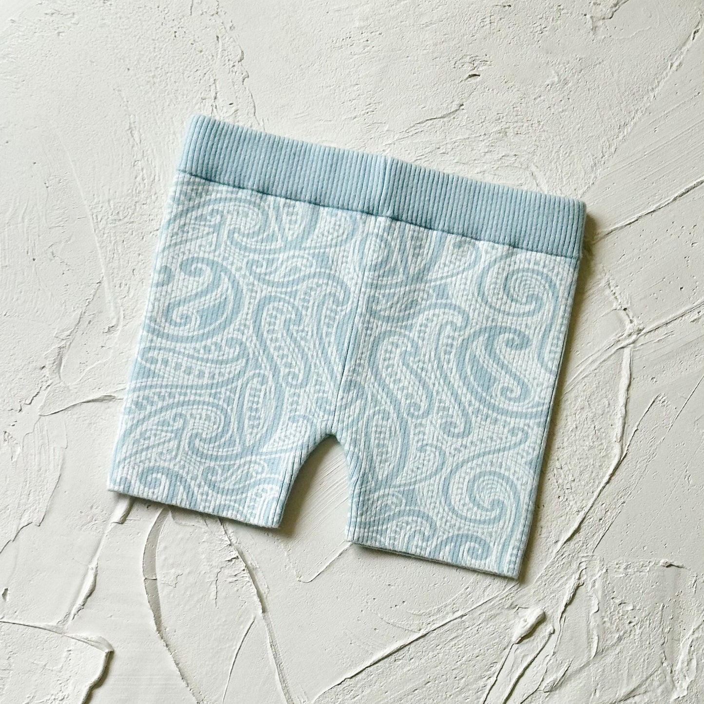 Basics ribbed knit Bike Shorts- The wolf- Sky