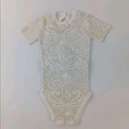 Basics ribbed knit bodysuit short sleeve- The wolf- oat milk - AwaMae