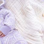 The wolf Sherpa hooded romper - Lavender