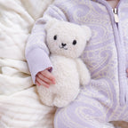The wolf Sherpa hooded romper - Lavender