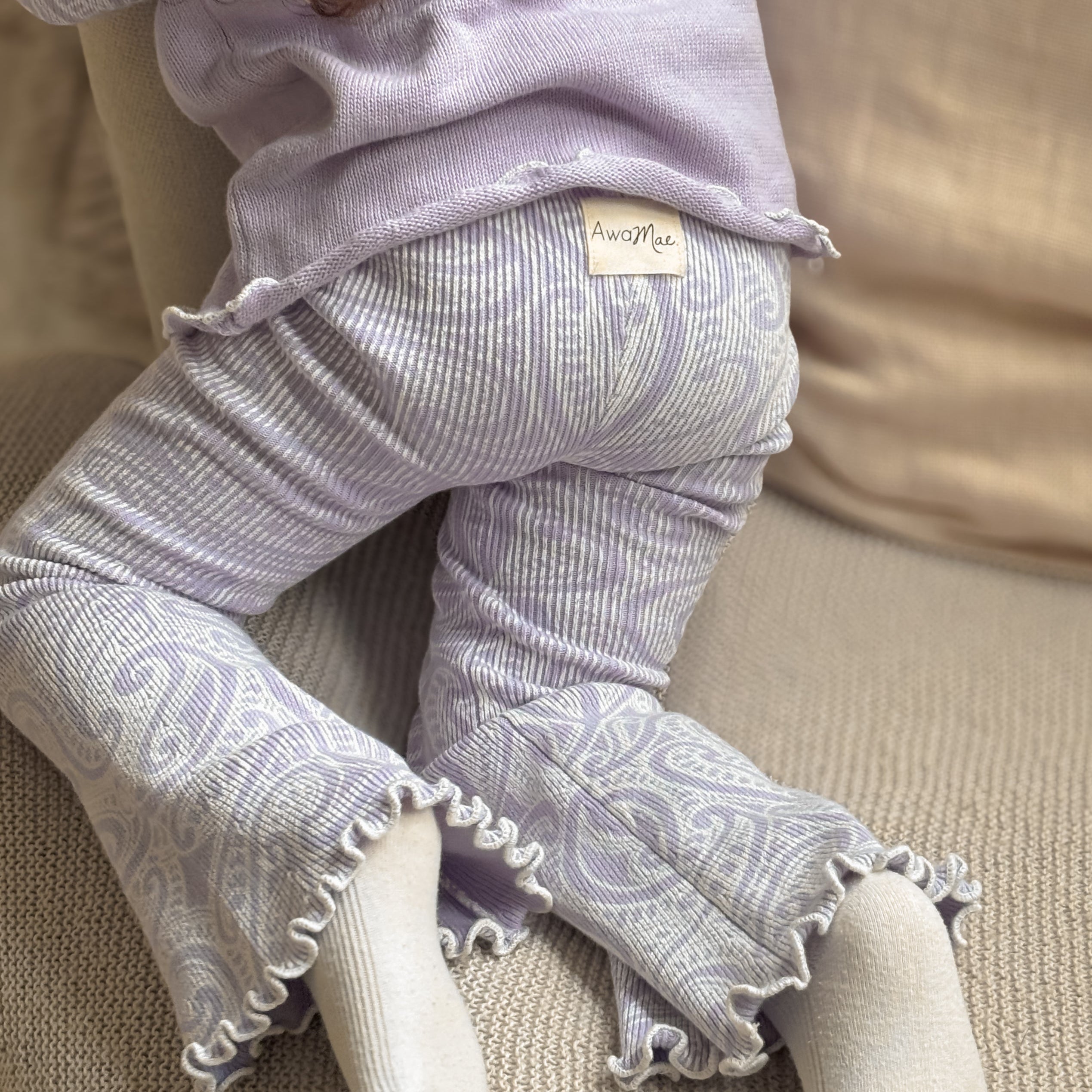 PREORDER - Basics ribbed knit flares- Lila - PREORDER