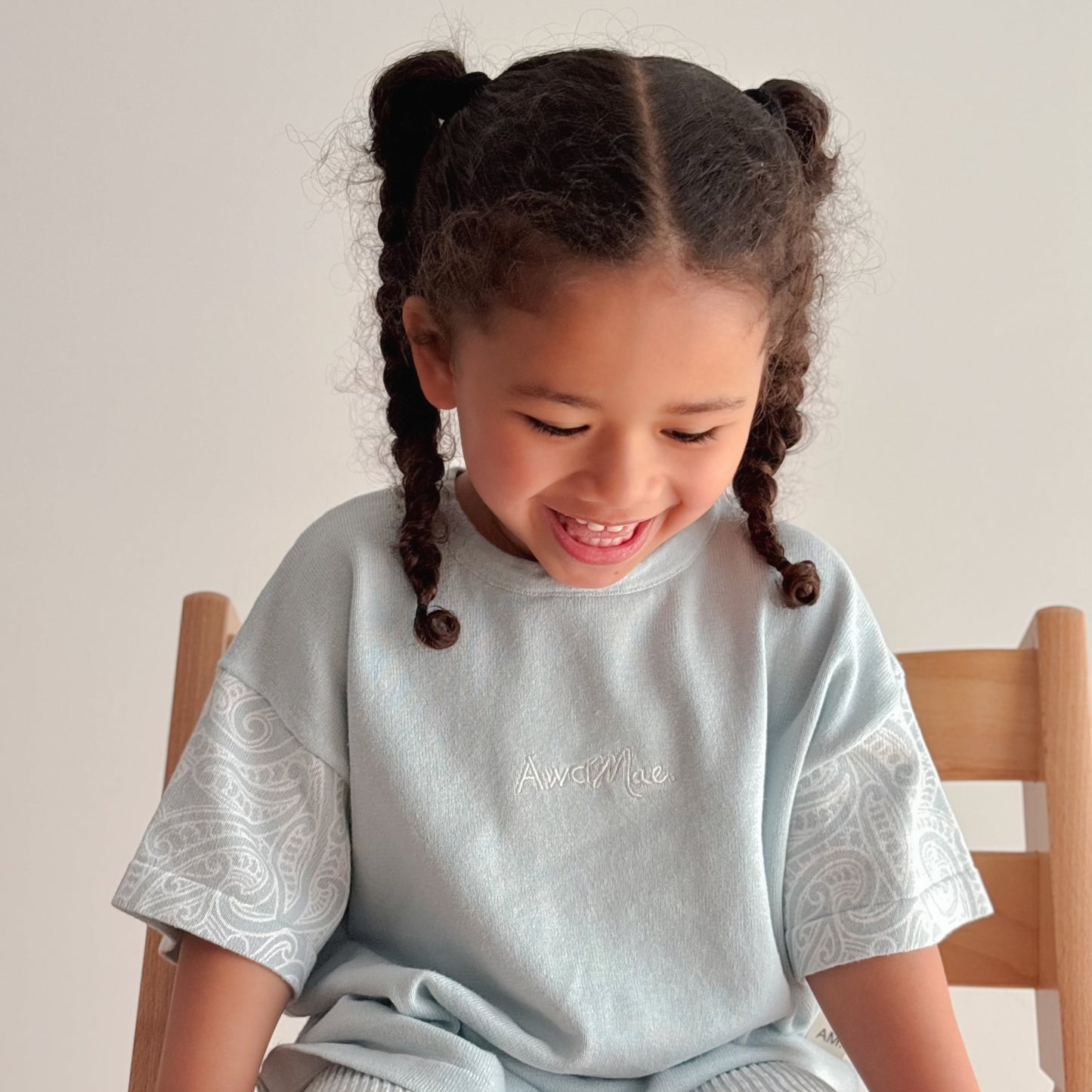 Basics knitted oversized tee - The wolf - Sky