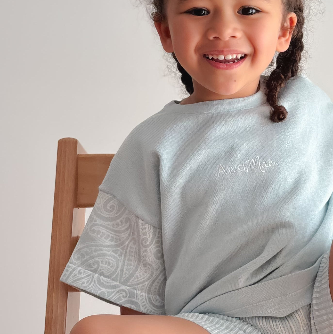 Basics knitted oversized tee - The wolf - Sky