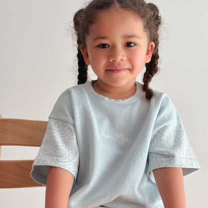 Basics knitted oversized tee - The wolf - Sky