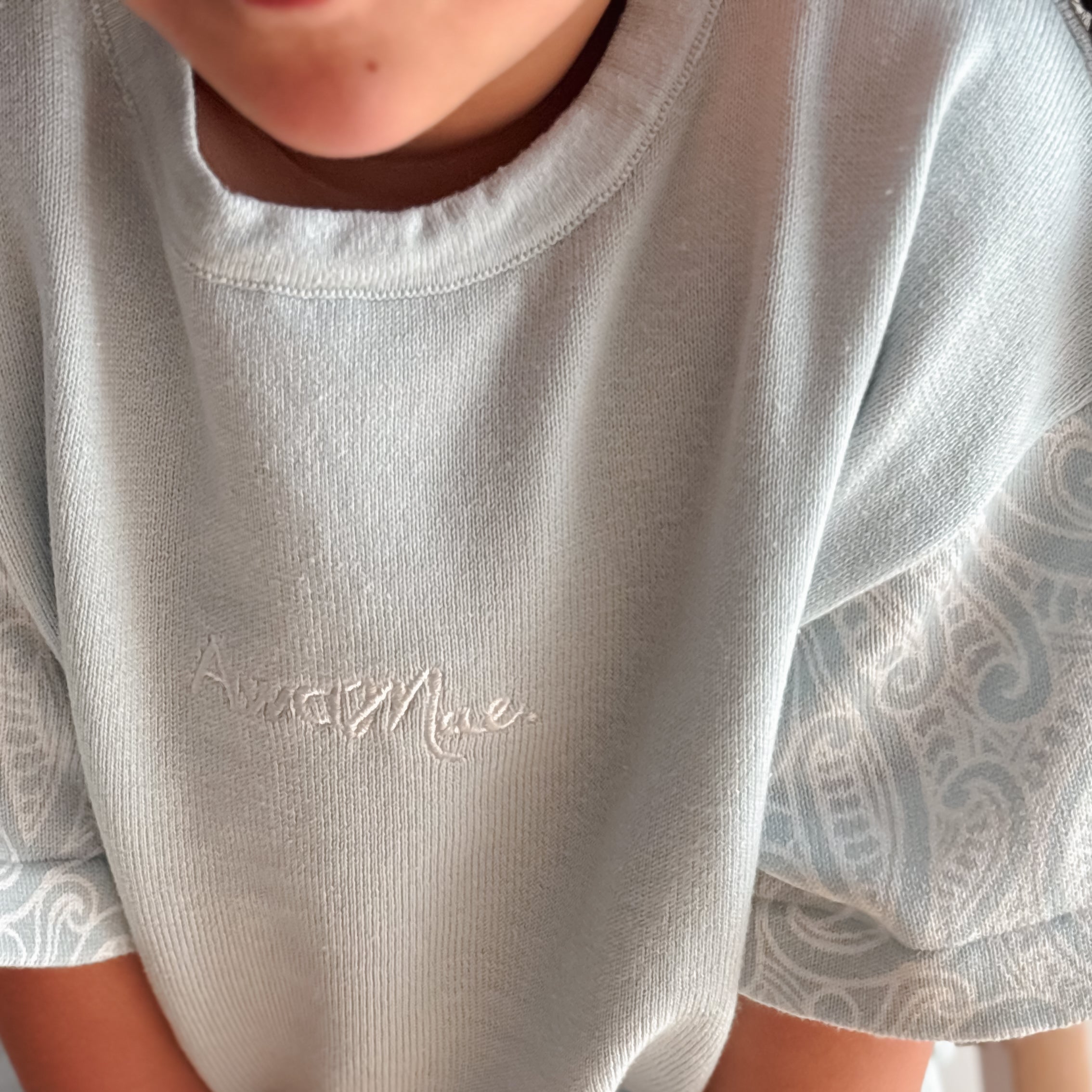 Basics knitted oversized tee - The wolf - Sky
