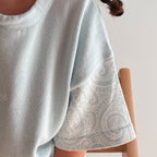 Basics knitted oversized tee - The wolf - Sky