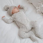 Basics ribbed knit Onesie- The wolf- Pebble