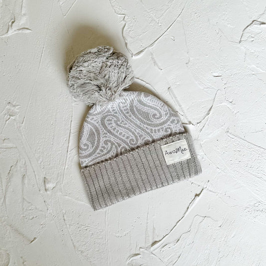 PREORDER-The wolf beanie - Pebble -PREORDER