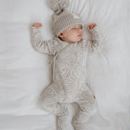 Basics ribbed knit Onesie- The wolf- Pebble